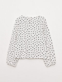 Bisiklet Yaka Bask?l? Uzun Kollu K?z ?ocuk Bluz - Waikiki фото 2