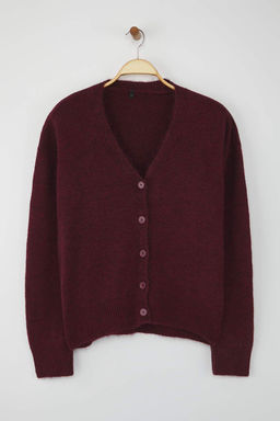 Wardrobe Essentials Bordo Yunlu Genis Kal?p V Yaka Triko H?rka | TWOAW26HI00083