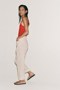 JEANS ZW COLLECTION TAPERED TIRO MEDIO / Blanco / Rosa - Zara фото 5