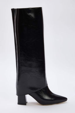 Siyah 2 Farkl? Kullan?ml? Hem Cizme Hem Bot Kad?n 7,5 cm Blok Topuk Cizme TAKAW26CZ00027