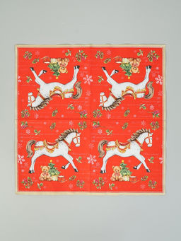 Цена за 3 шт. Салфетки бумажные трёхслойные «Новогодняя лошадка. Красный фон», 33×33, 20 шт.