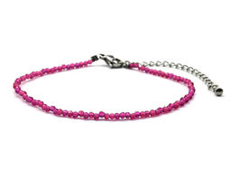 Браслет из граненых бусин мелких 2мм циркон цв.розовый, 17см