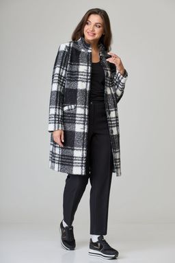 Пальто БелЭльСтиль 841 клетка серая  фото 78