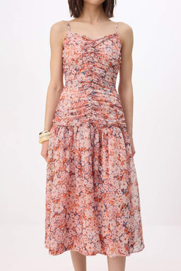 Cok Renkli Cicekli Sifon Astarl? Midi Dokuma Elbise TWOSS26EL00321 - Trendyolmilla фото 3