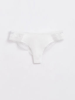 CONTE Трусы бразилиана из хлопка с кружевом LIGHT DAY LBR 1275 off-white