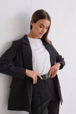 11782 Брюки со стрелками чёрные в полоску - Martichelli фото 24