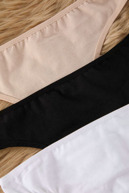 TRENDYOLMILLA Siyah-Beyaz-Ten 3lu Paket Pamuklu Tanga Orme Kulot THMSS21KU0135  фото 81