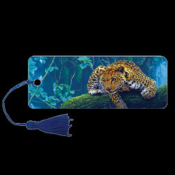 Закладка для книг 3D, BRAUBERG, объемная, "Леопард", с декоративным шнурком-завязкой