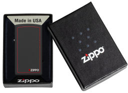 Зажигалка ZIPPO узкая с фирменным логотипом и красной окантовкой | Slim® 1618ZB