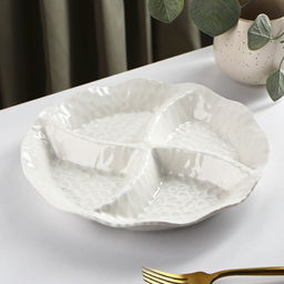 Менажница керамическая 4 ячейки «Воздушность», 24×3.5 см, цвет белый