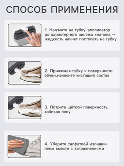 Щётка для обуви с моющим средством Raccoon, салфетка в комплекте, картонная коробка