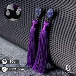 Серьги Кисти гармония, цвет фиолетовый, L кисти 8.5 см