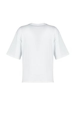 TRENDYOLMILLA Antrasit %100 Pamuk Tas Detayl? Relaxed/Genis Rahat Kesim Bisiklet Yaka Orme T-Shirt TWOSS23TS00153  фото 8