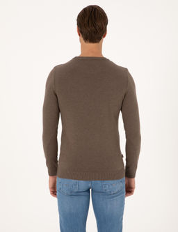 Vizon Melanj Slim Fit Bisiklet Yaka Basic Triko Kazak - Pierre cardin фото 5