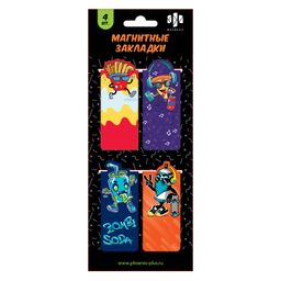 Набор закладок магнитных для книг арт. 61673 / 100 КРУТЫШКИ ( 4 шт. в наборе, размер 30х60 мм, матер