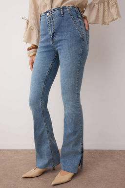 Mavi Yuksek Bel Y?rtmacl? Flare Ispanyol Paca Jeans TWOAW26JE00150 - Trendyolmilla фото 3