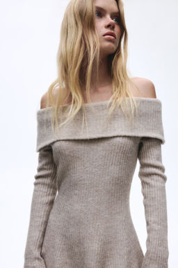 Vestido off-the-shoulder en punto de canal? - H&m фото 7