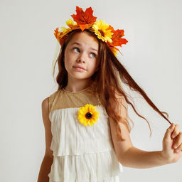 Карнавальный набор «Осенние цветы»: венок с подсолнухами и брошь