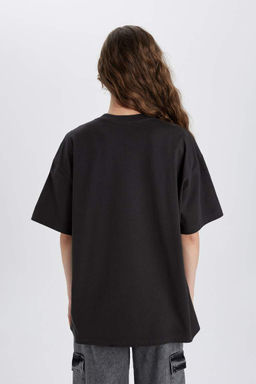 Футболка Oversize с круглым вырезом и короткими рукавами с принтом - Defacto фото 6