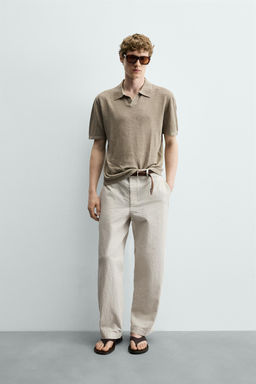POLO PUNTO REGULAR FIT 100% LINO / Verde claro