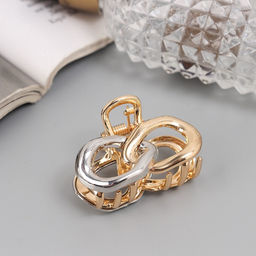 Цена за 6 шт. Крабик для волос «Хизер», звенья, 4.5 см, золото-серебро