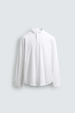 Поло CAMISA POLO EFECTO ARRUGADO белое