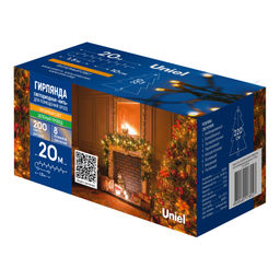 ULD-S2000-200/DGA AMBER IP20 Гирлянда светодиодная, 20м. 200 светодиодов. Янтарный свет. Провод зеленый. ТМ Uniel - Volpe фото 19
