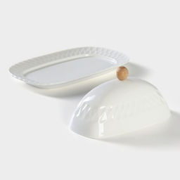 Маслёнка Доляна, 20×13×9 см, фарфор, белая