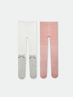 Bask?l? K?z Bebek K?lotlu ?orap 2li