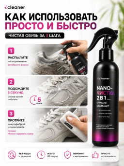 Очиститель для обуви Nano-Чистка 250ml icleaner  фото 4