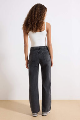 Antrasit Yuksek Bel Wide Leg Genis Paca %100 Pamuk Non-Stretch Jeans TWOSS23JE00068