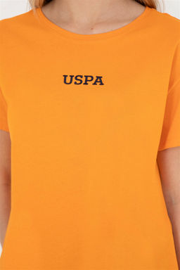 Женская оранжевая футболка с круглым вырезом - U.s. polo assn фото 7