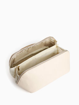 Косметичка-органайзер на молнии, с отделами, ручкой, бежевая