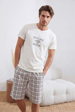 Ta_ Regular Kesim Ekose/Kareli Pamuklu Bask_l_ _rme Pijama Tak_m_ TMNSS26PT00055