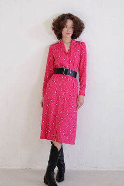 11038 Платье-рубашка с английским воротником малиновое - Martichelli фото 28