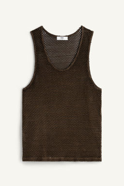 CAMISETA TANK PUNTO CROCHET / Marr?n