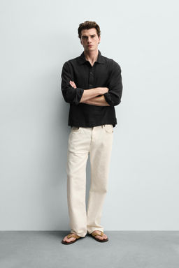 CAMISA POLO ALGOD?N - LINO / Carb?n