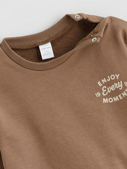 Bask?l? Erkek Bebek Sweatshirt ve E?ofman Alt?