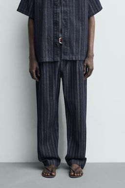 Брюки Zara PANTALON CHINO RAYAS RELAXED FIT синие