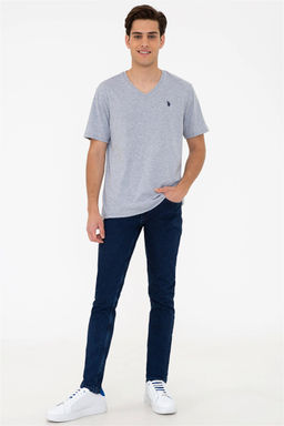 Мужская серая меланжевая базовая футболка с v-образным вырезом Неожиданная скидка в корзине - U.s. polo assn фото 4