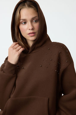 Kahverengi Relaxed/Rahat Kal?p Kal?n Ici Polarl? Orme Sweatshirt TWOAW25SW00137