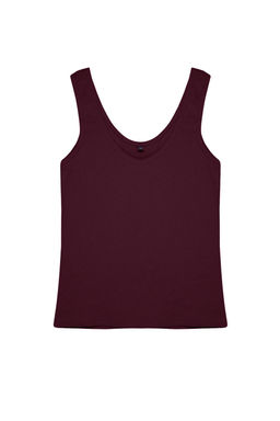 Bordo Fitted/Vucuda Oturan Havuz Yaka Fitilli Esnek Orme Atlet TWOSS22AL0042