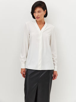 Блузка из сатина с V вырезом OD-807-1 белый OD-807-1 - Tantino фото 3