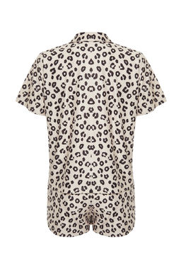 Trendyolmilla Bej-Cok Renkli Leopar Desenli Sortlu Orme Pijama Tak?m? THMSS24PT00285  фото 8