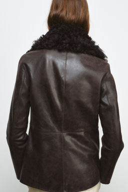 LEATHER JACKET WITH SHEEPSKIN COLLAR ZW COLLECTION LIMITED EDITION - Zara фото 4