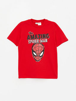 Bisiklet Yaka Spiderman Bask?l? K?sa Kollu Erkek ?ocuk Ti??rt