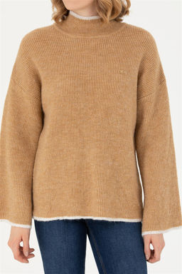 Женский свитер с высоким воротником песочного цвета - U.s. polo assn фото 6