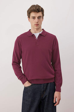 Bordo Regular Polo Yaka Y_n Kar___ml_ Kazak TMNAW26KZ00009