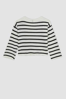 Полосатый свитер с круглым вырезом Relax Fit - Defacto фото 8