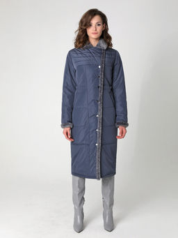 24301 Пальто дем. серо-синий - Dizzyway фото 2